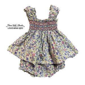 Orient Expressed 6m Floral Smocked Dress & Bloomers Set